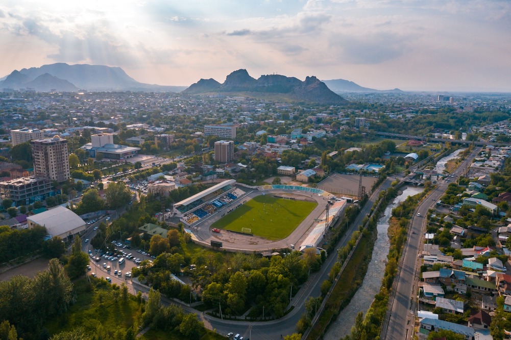City of Bishkek, Evening View from Drone